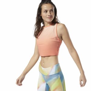 Reebok Yoga Ombre Crop Muskelshirt Damen - Rosa - DE 764-SNC